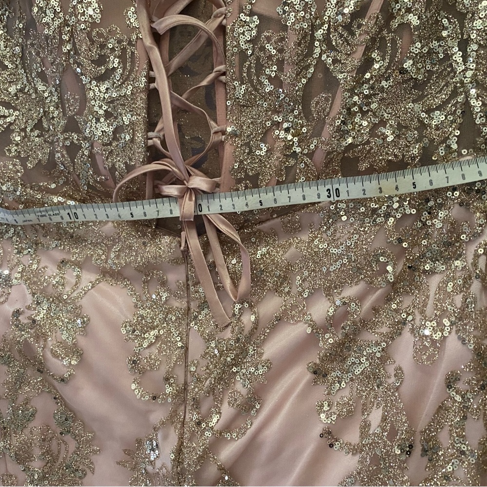 Gold Strapless Sequin Gown for Brides - Picture 4 of 11